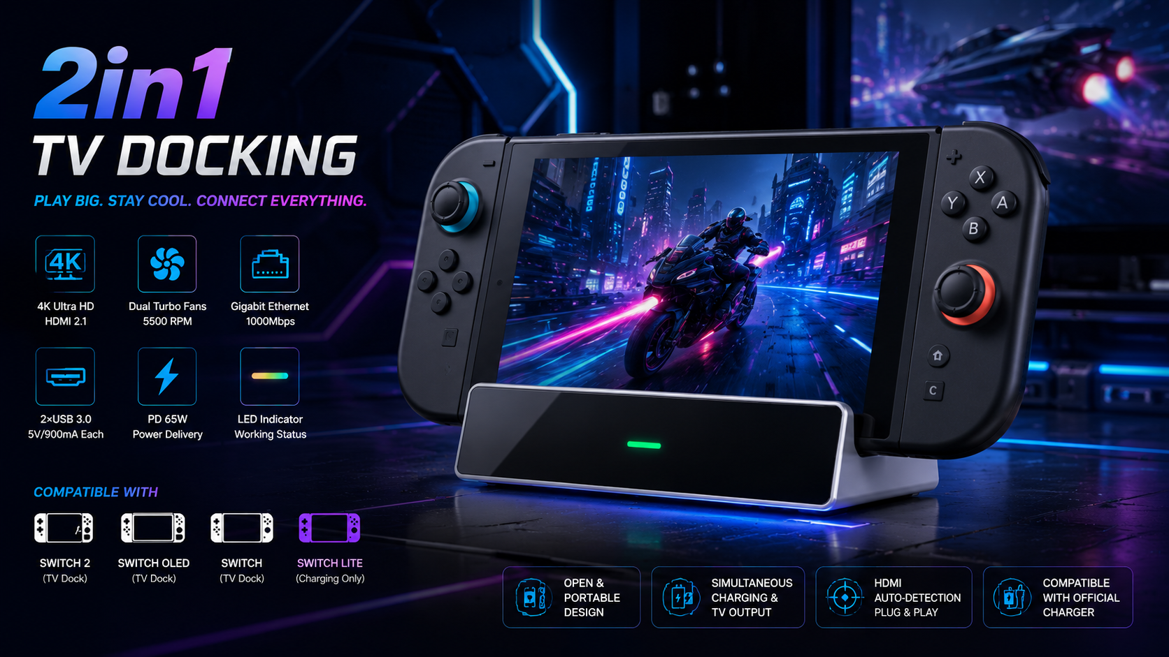 2-in-1 TV Docking Station